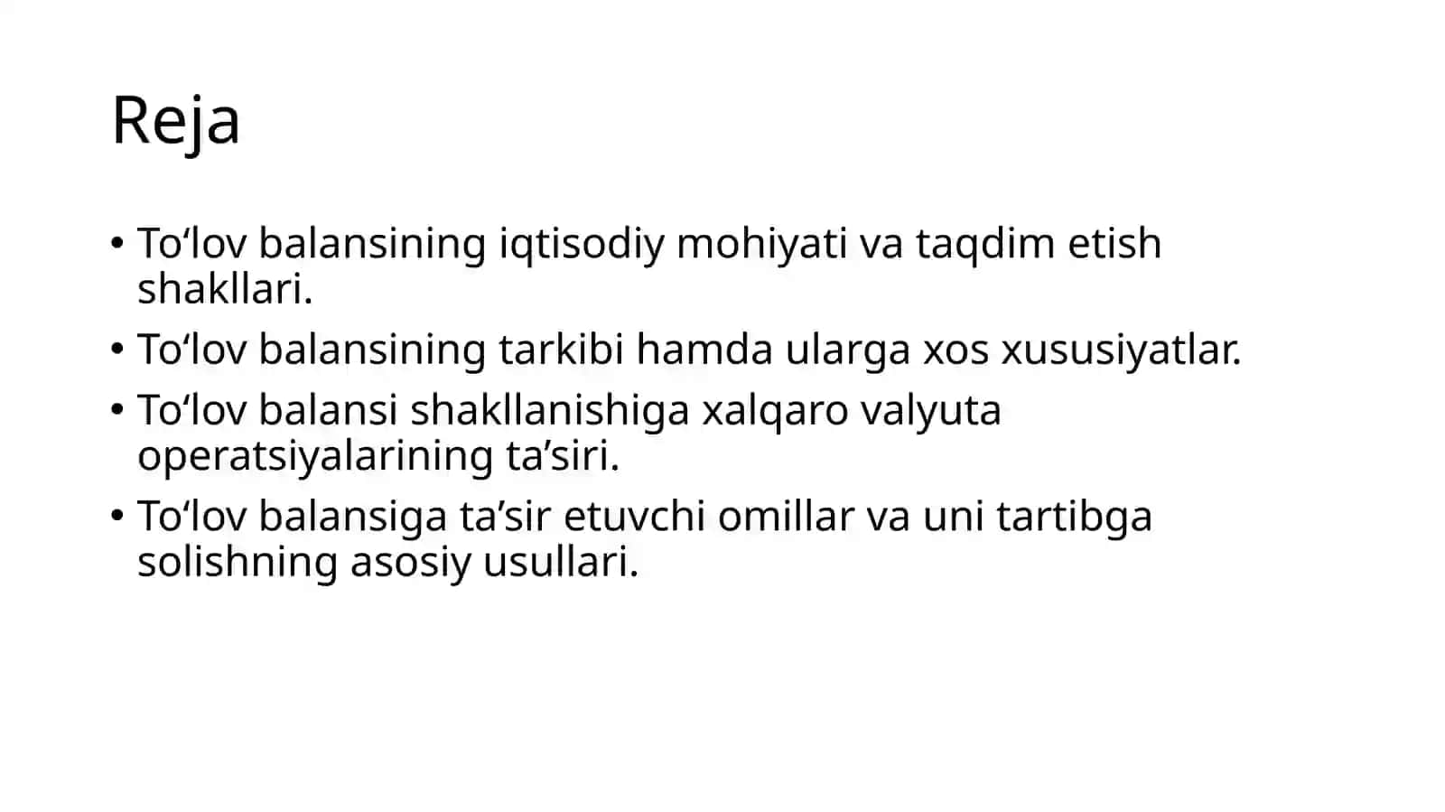 To’lov va hisob kitoblar balansi (1-qism) 2