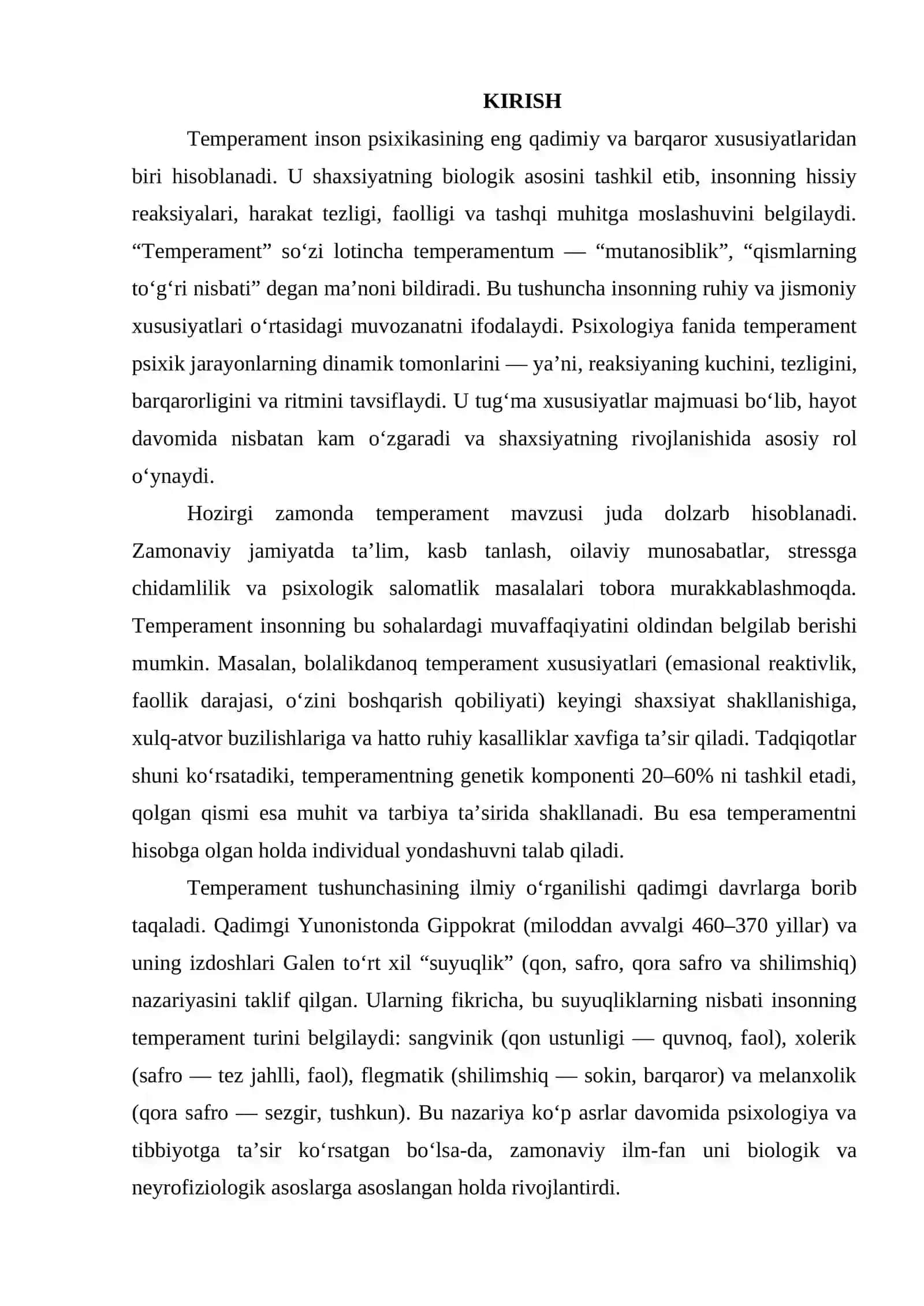 Temperament haqida hozirgi zamon nazariyalari 2
