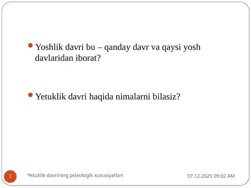 Yetuklik davri 2