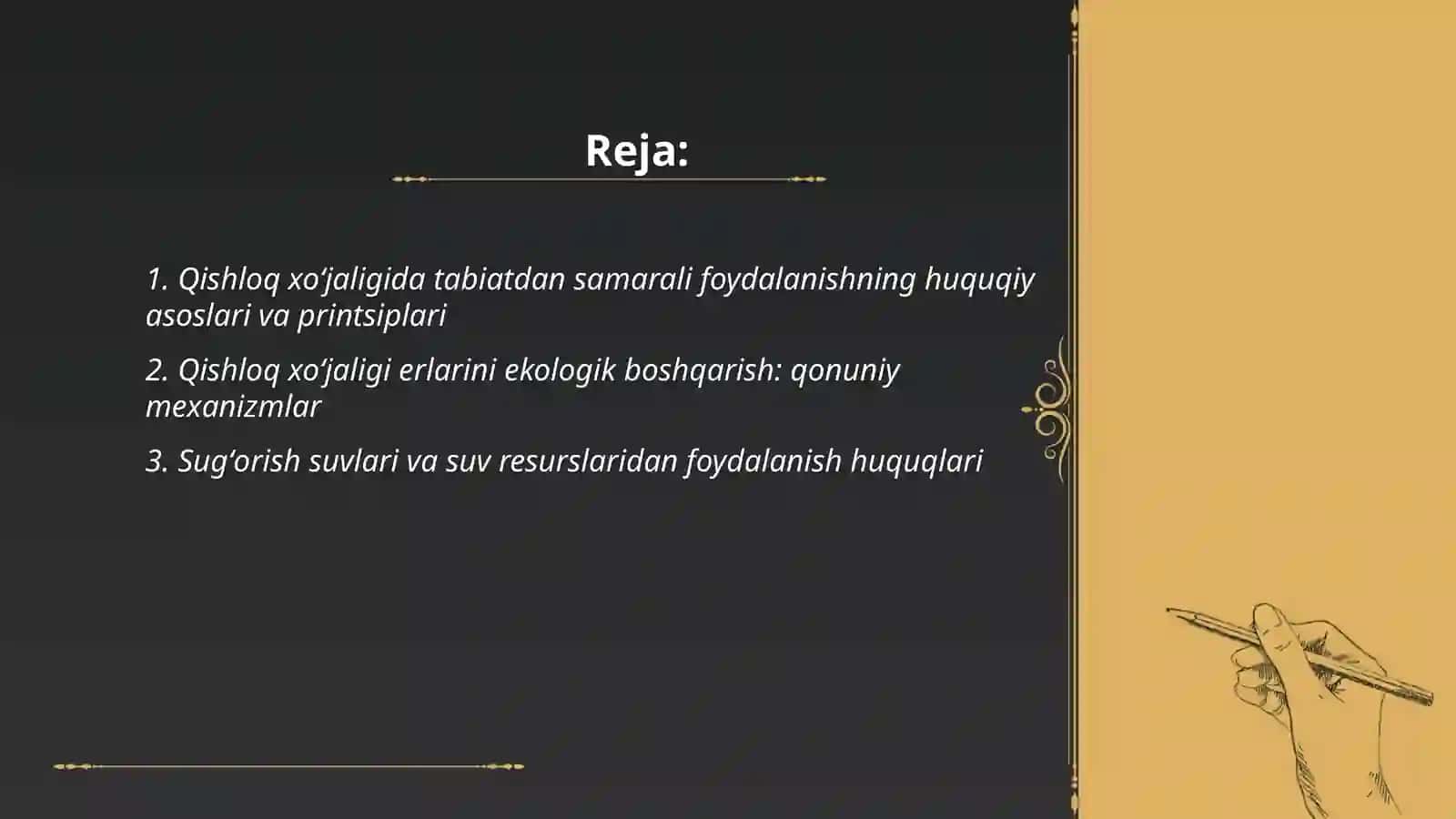 Qishloq xoʻjaligida tabiatdan samarali foydalanishning huquqiy asoslari va printsiplari 2