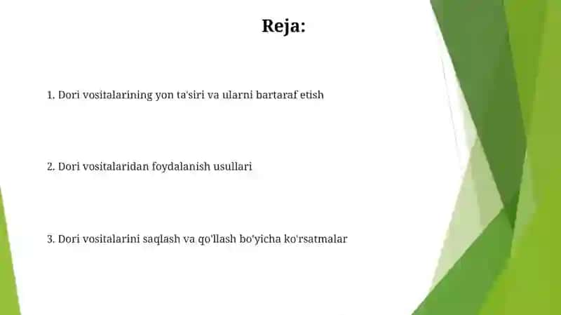 Dori vositalarini qo'llash usullari 2