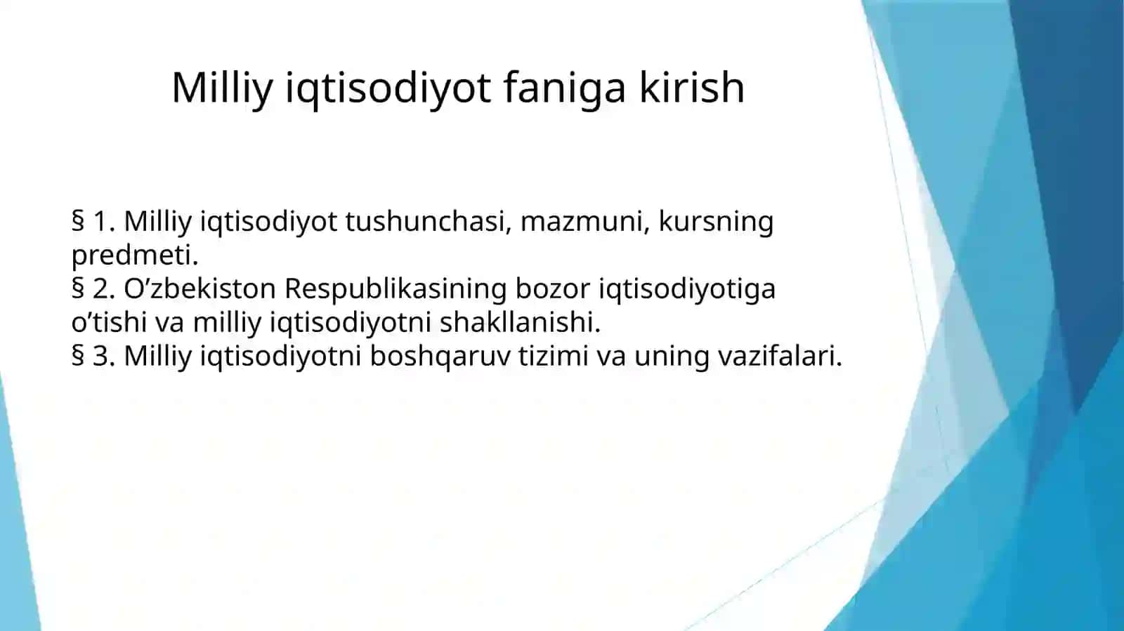 Milliy iqtisodiyot faniga kirish 2