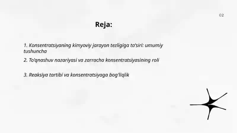 Konsentratsiyaning kimyoviy jarayon tezligiga ta'siri 2