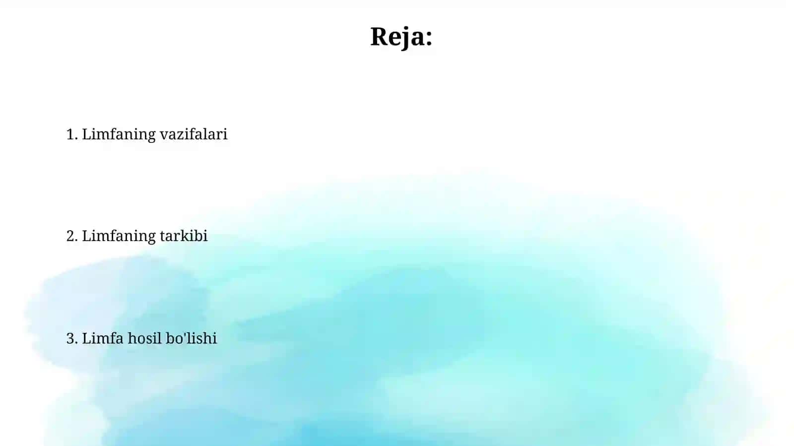 Limfaning hosil bulishi tarkibi va vazifasi 2
