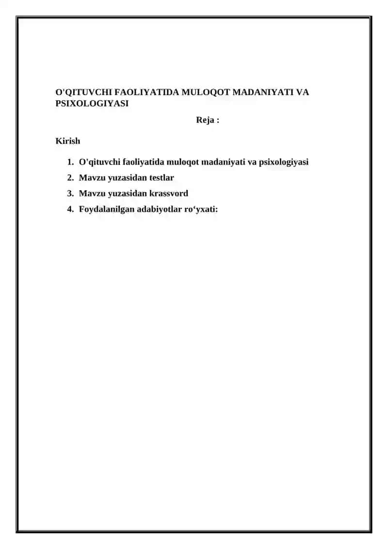 O'QITUVCHI FAOLIYATIDA MULOQOT MADANIYATI VA PSIXOLOGIYASI 2