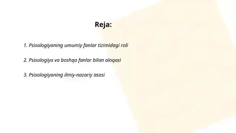 Psixologiyaning fanlar tizimida tutgan o’rni 2