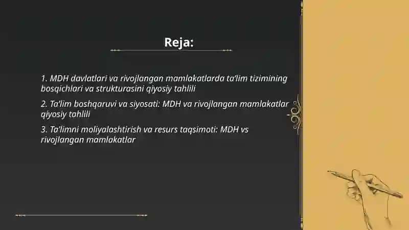 MDH davlatlari va rivojlangan mamlakatlarda taʼlim tizimini qiyosiy tahlil qilish 2