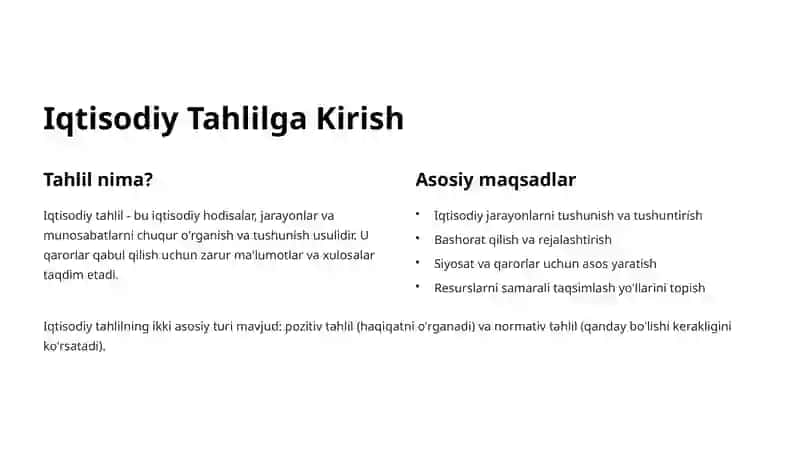 Izohli Iqtisodiy Tahlil: Normativ va Pozitiv Tahlil 2