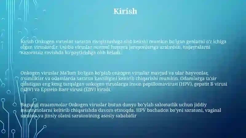 Onkogen Viruslar Va Ularning Hozirgi Kundagi Muammolari 2