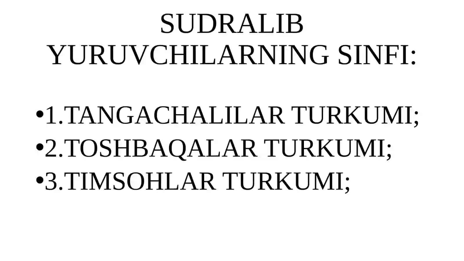 TOSHBAQALAR VA TIMSOHLAR TURKUMLARI 2
