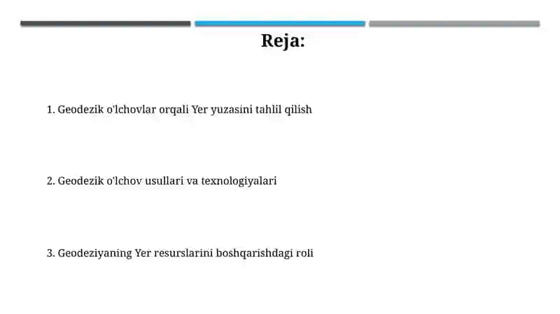Geodezik o'lchovlar orqali Yer yuzasini tahlil qilish 2