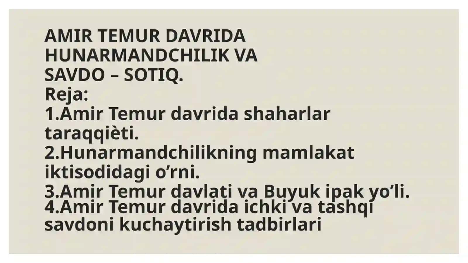 Amir Temur davrida shaharlar taraqqiyoti 2