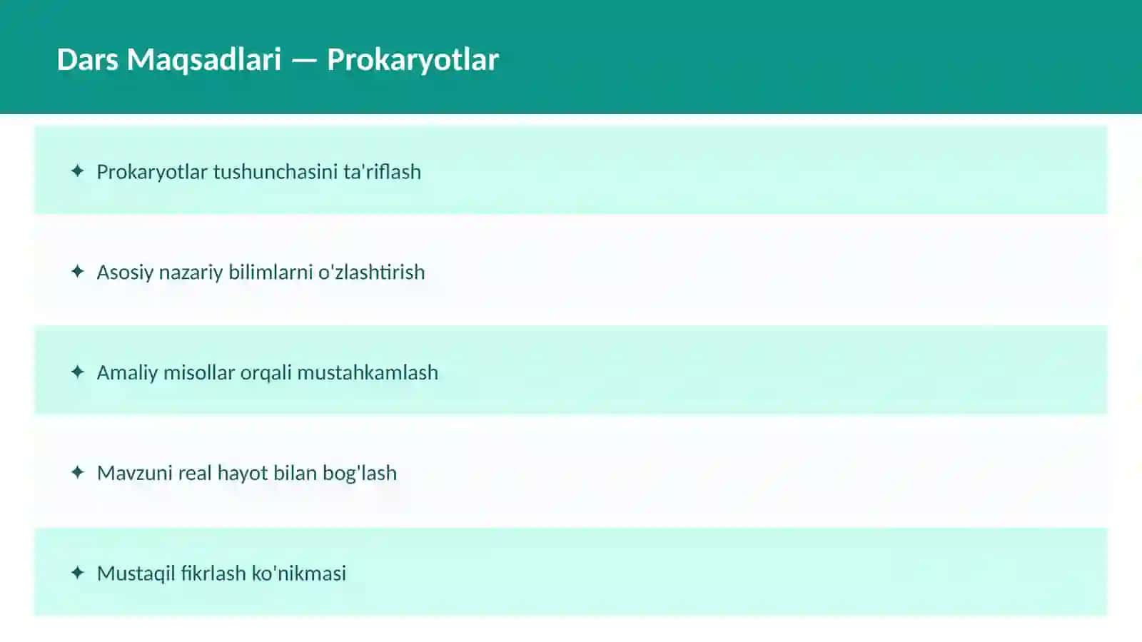 BIOLOGIYA Hujayra tuzilishi O'qituvchilar va talabalar uchun dars ishlanma 2