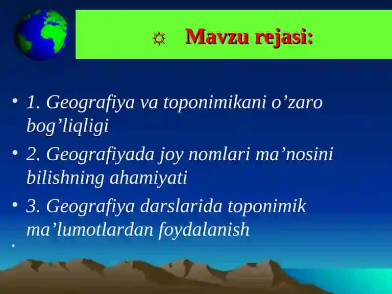Geografiya va Toponimika 2