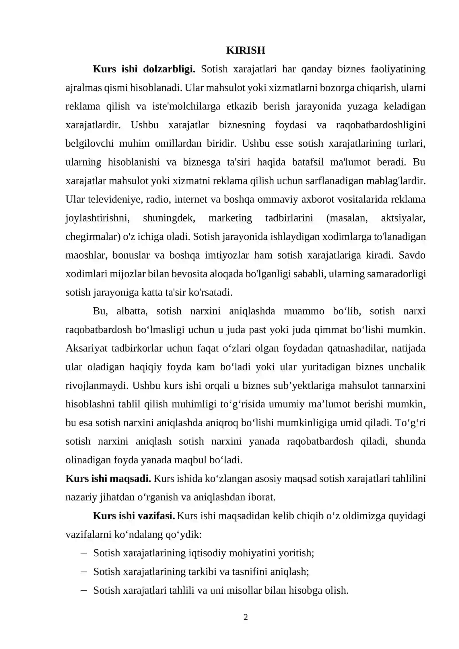 Sotish xarajatlari tahlili 2