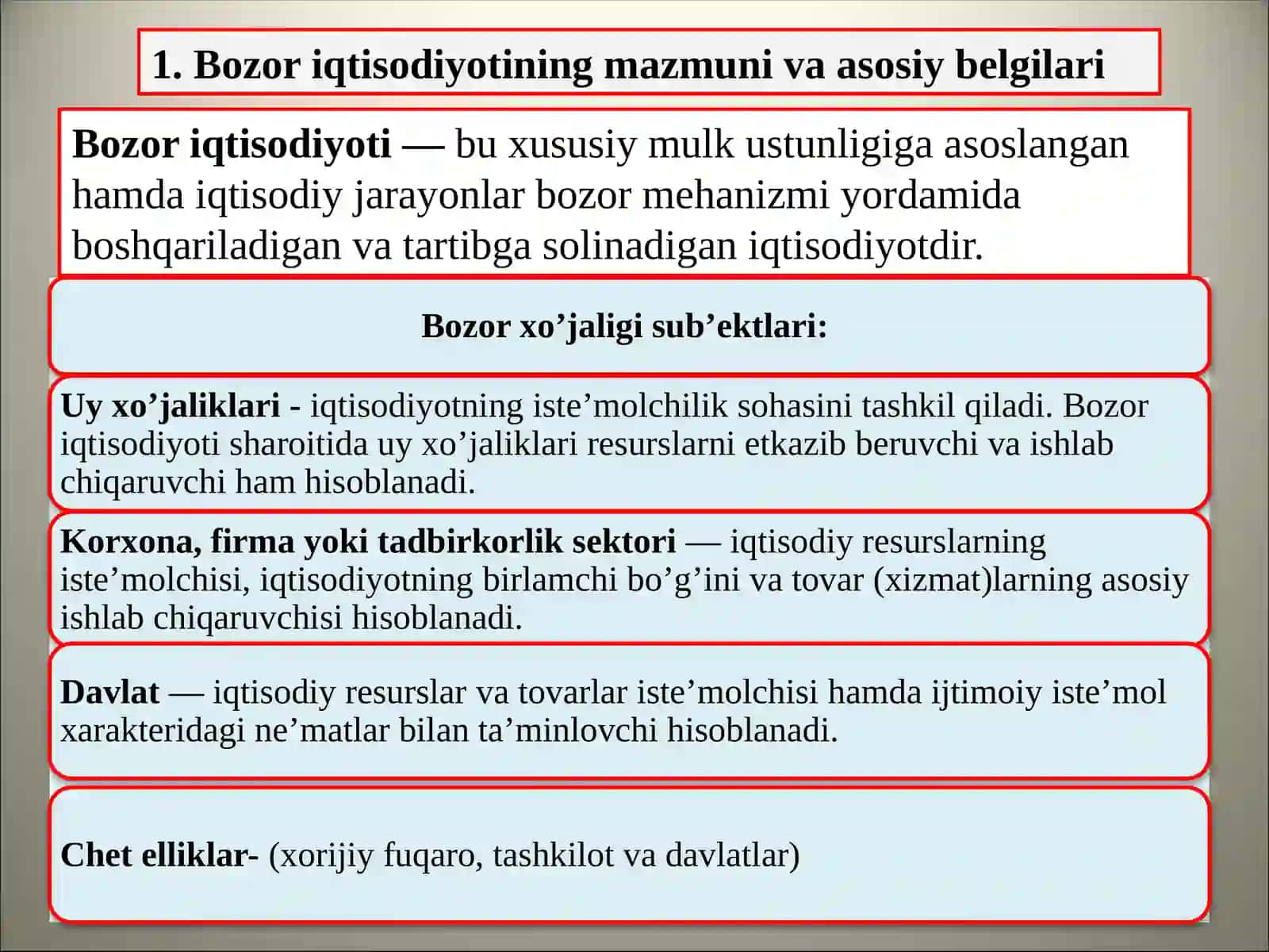 Bozor iqtisodiyoti va uni vujudga kelishi 2