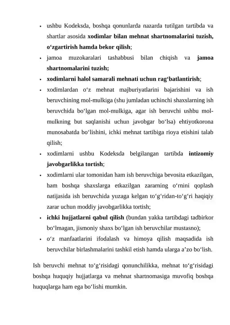 ISH BERUVCHINING MEHNATNI MUHOFAZA QILISH SOHASIDAGI HUQUQ VA MAJBURIYATLARI 2