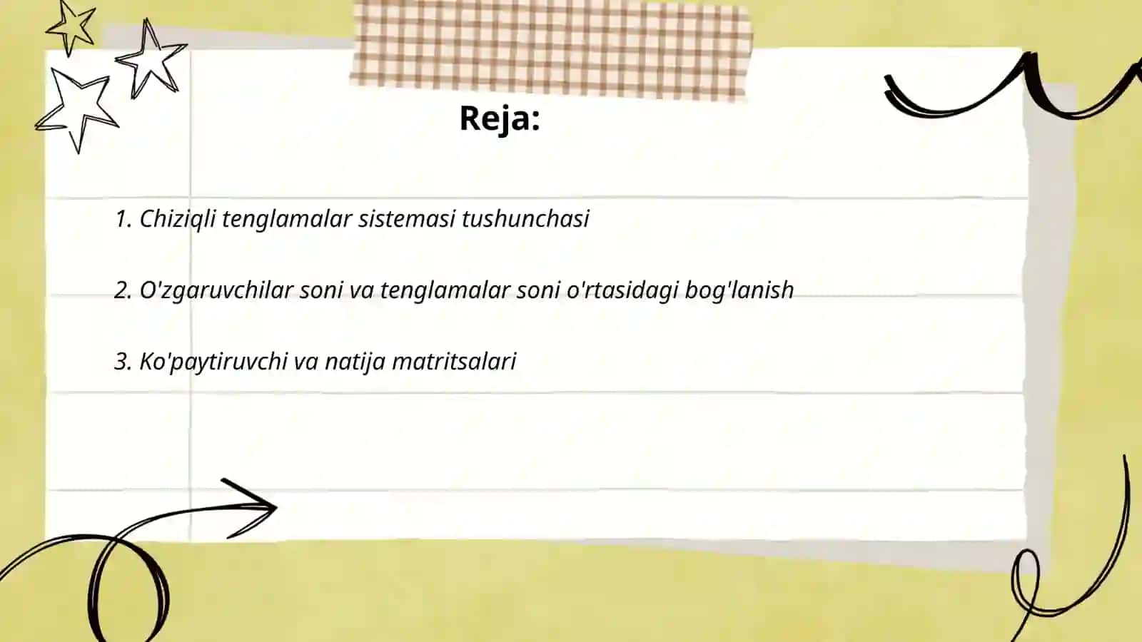 Chiziqli tenglamalar sistemasini hayotga tatbiqi 2
