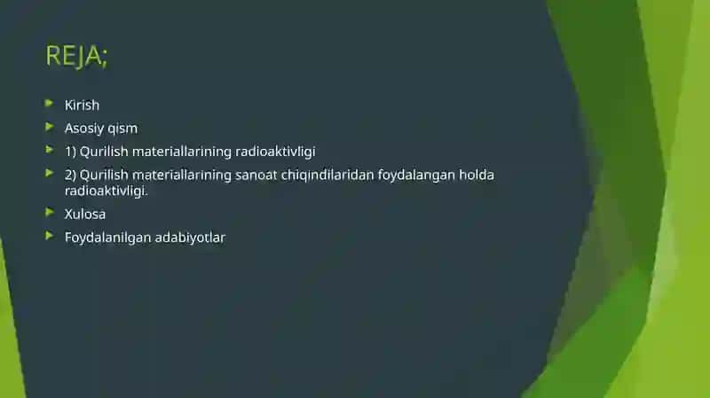 Qurilish materiallari ekologiya sifanidan 2