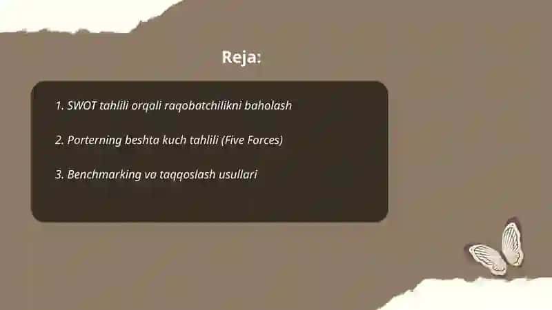 Raqobatchilikni baholash usullari 2