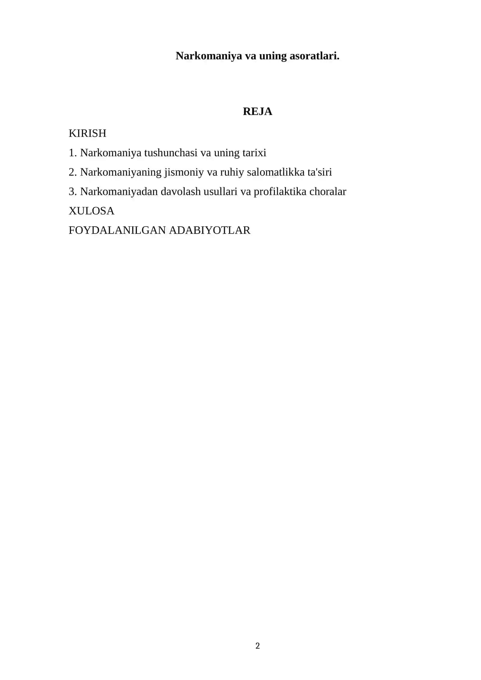 Narkomaniya va uning asoratlari 2