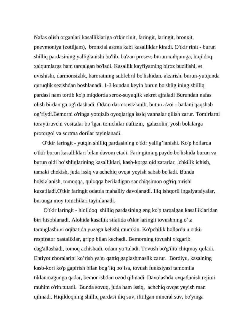 Nafas olish va yurak - qon tomir tizimlarining kasalliklari 2
