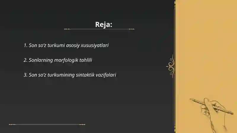 Son soʻz turkumi yuzasidan darlikdagi berilgan ma'lumotlarni tahlil qilish 2