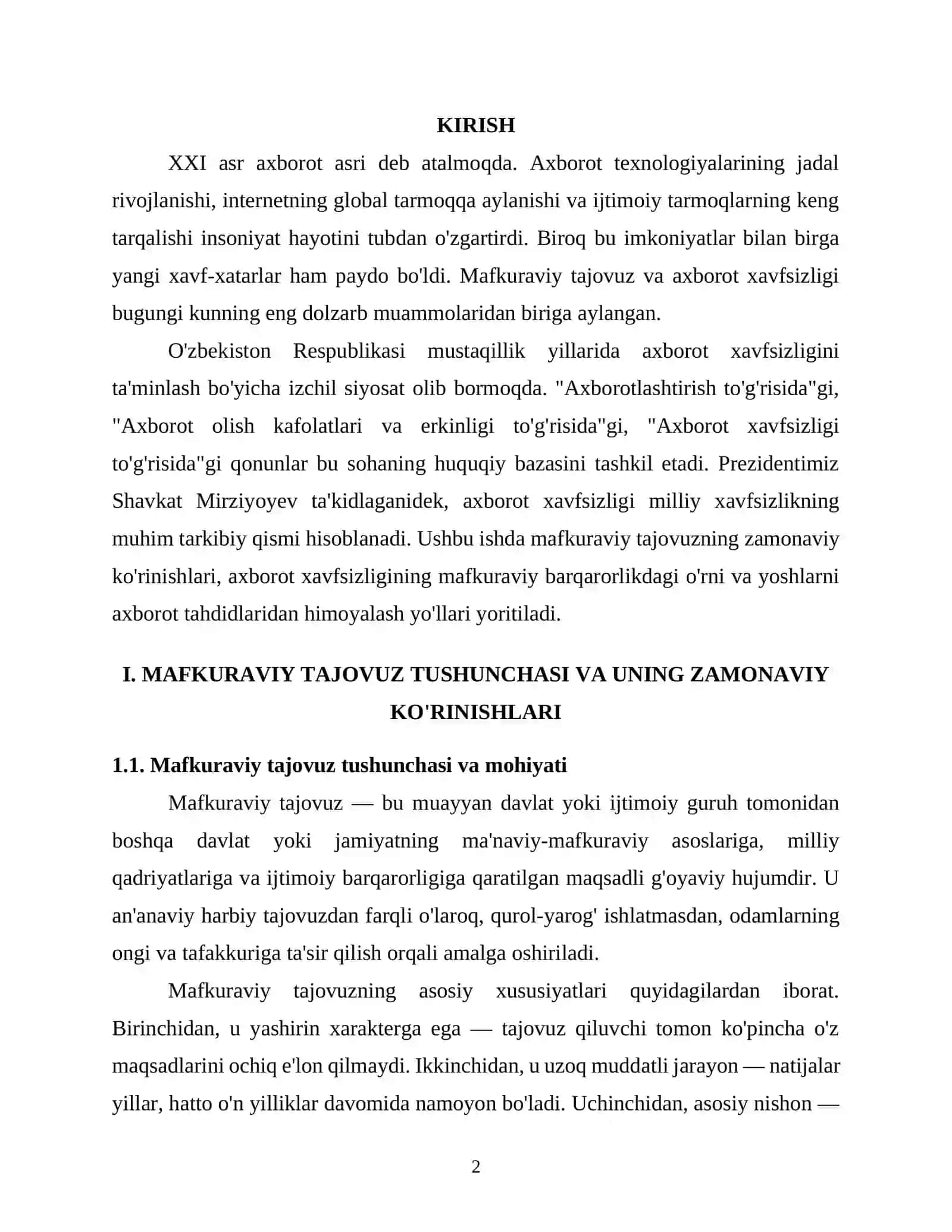 MAFKURAVIY TAJOVUZ VA AXBOROT XAVFSIZLIGI 2