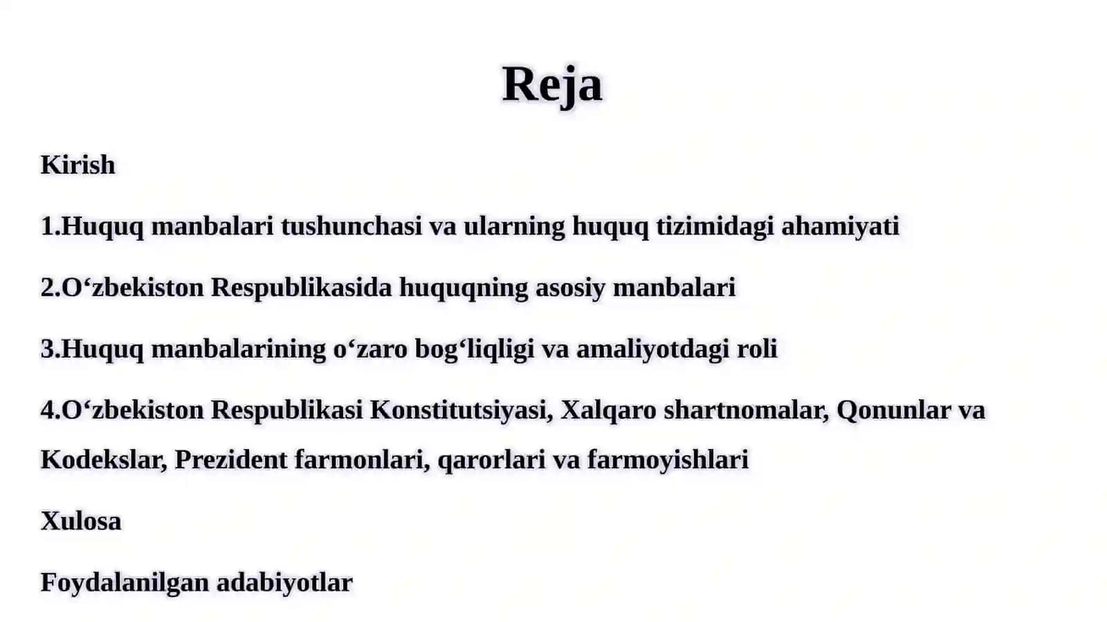 O‘zbekiston Respublikasidagi huquqning asosiy manbalari 2