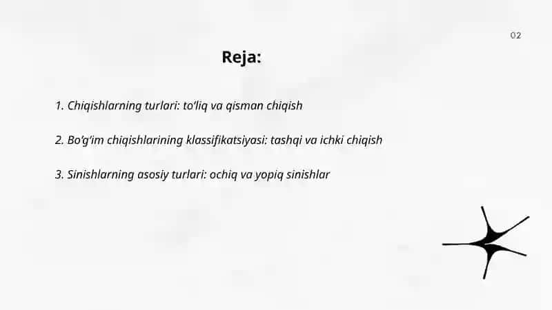 Chiqish va sinishlar,ularning turlari 2