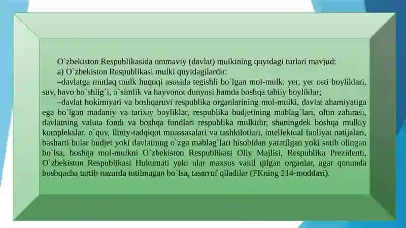 OMMAVIY (DAVLAT) MULK HUQUQI 2