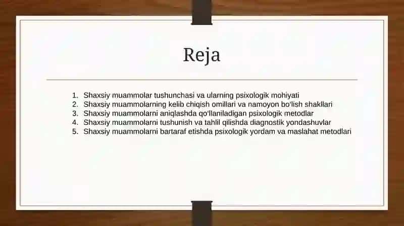 Shaxsiy muammolarni aniqlash va tushuninishning psixologik metodlari 2