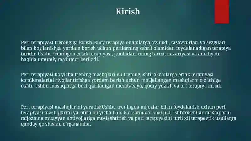 Ertak Terapiya Bo'Yicha Trening Mashqlar Tuzish 2