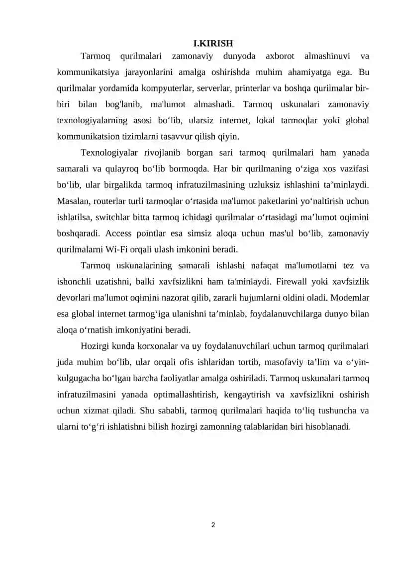 Tarmoq qurulmalari 2