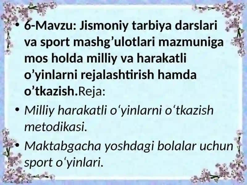 Milliy harakatli o'yinlarni o'tkazish metodikasi 2