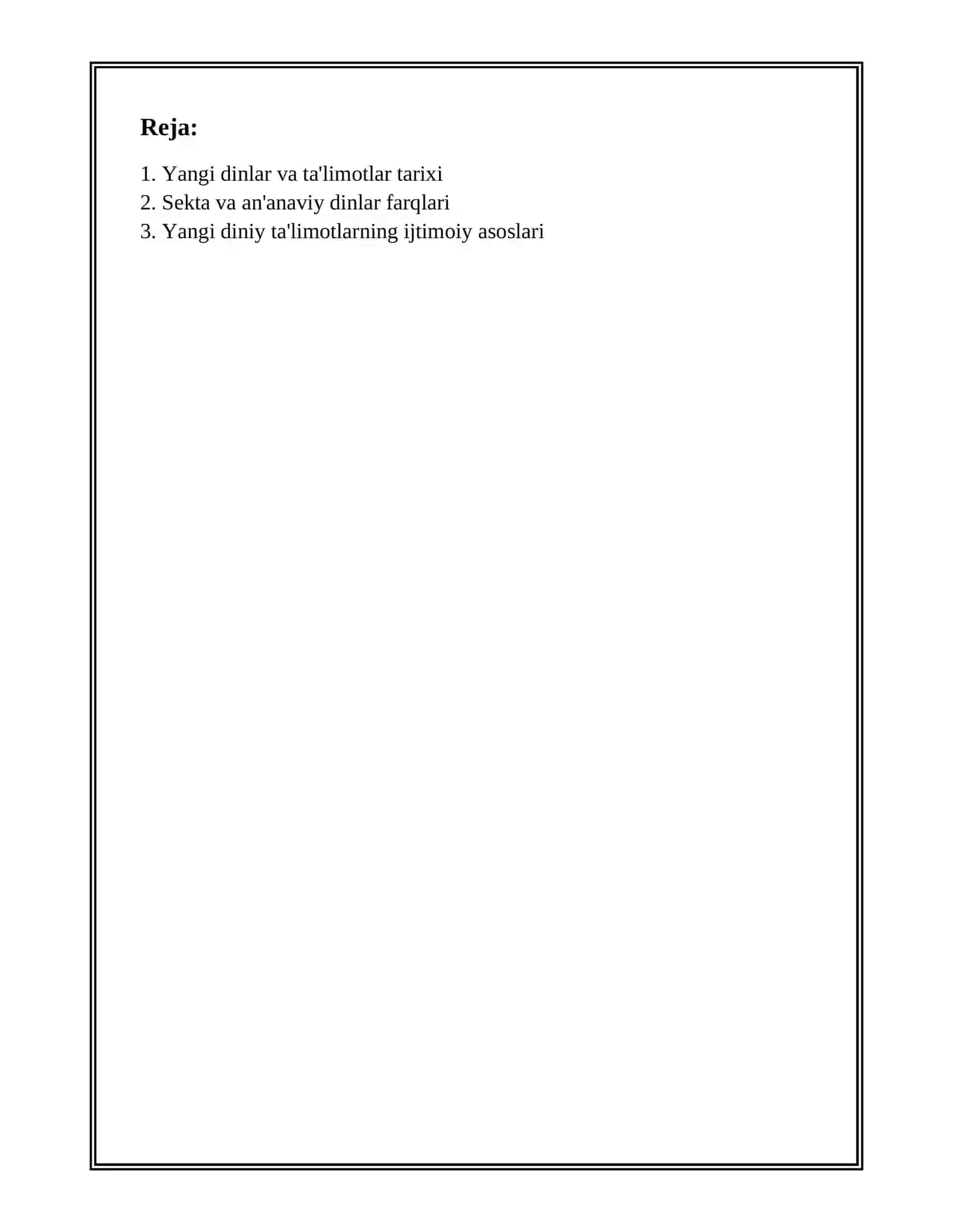 YANGI DINIY TA'LIMOTLAR VA SEKTALAR 2