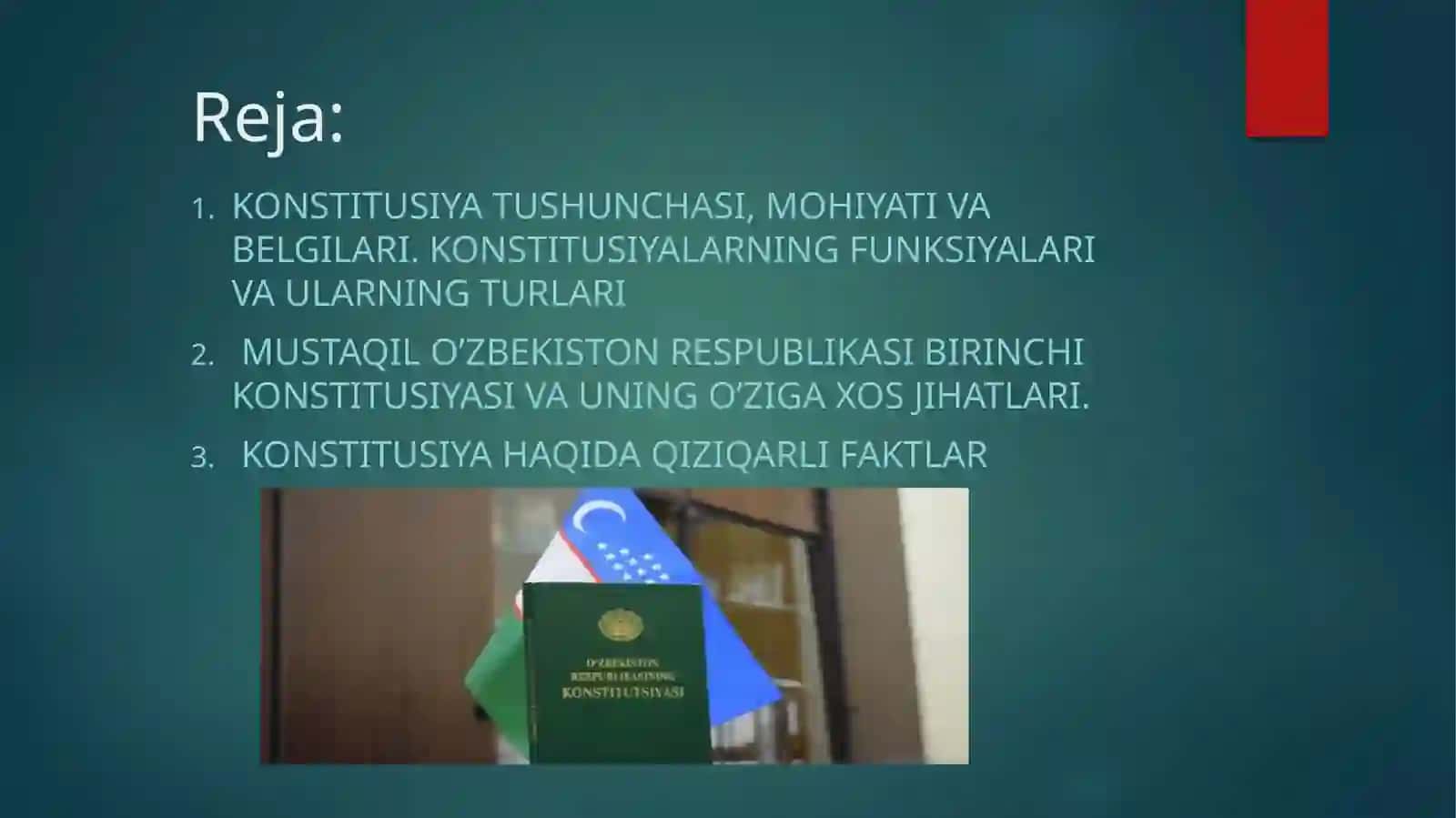 O'zbekiston Respublikasi Konstitutsiyasi fanining maqsadi va vazifalari 2
