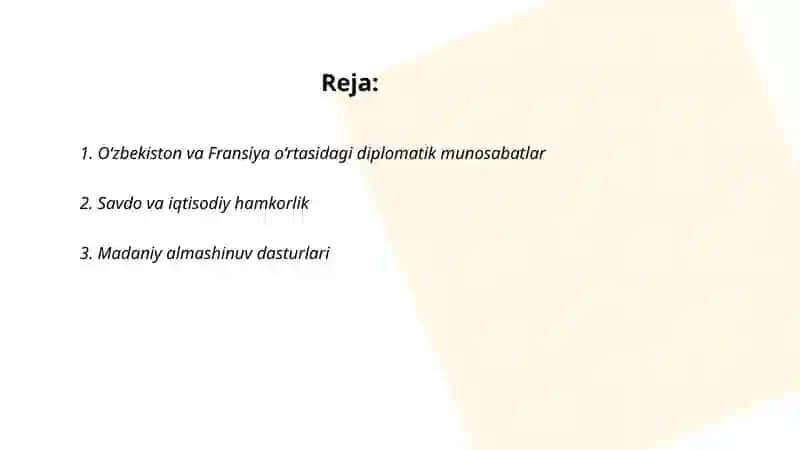 O‘zbekiston va Fransiya o‘rtasidagi diplomatik munosabatlar 2