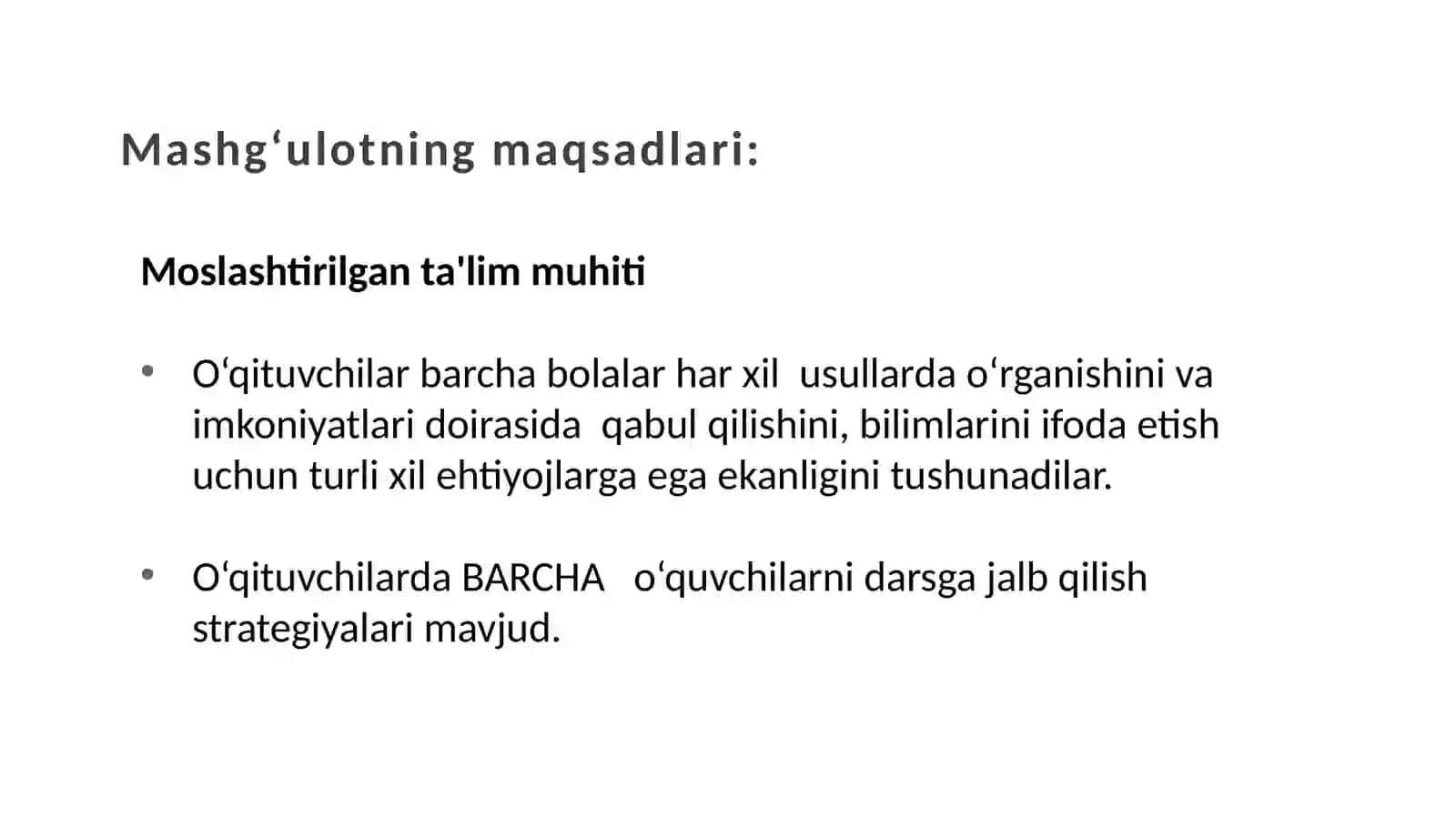 Inklyuziv ta’limda moslashtirilgan to‘siqsiz muhitni yaratish 2