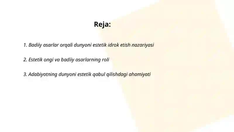 Badiiy asarlar orqali dunyoni estetik idrok etish nazariyasi 2