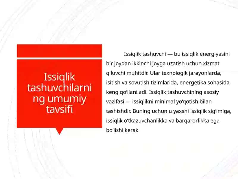 Issiqlik tashuvchilar 2