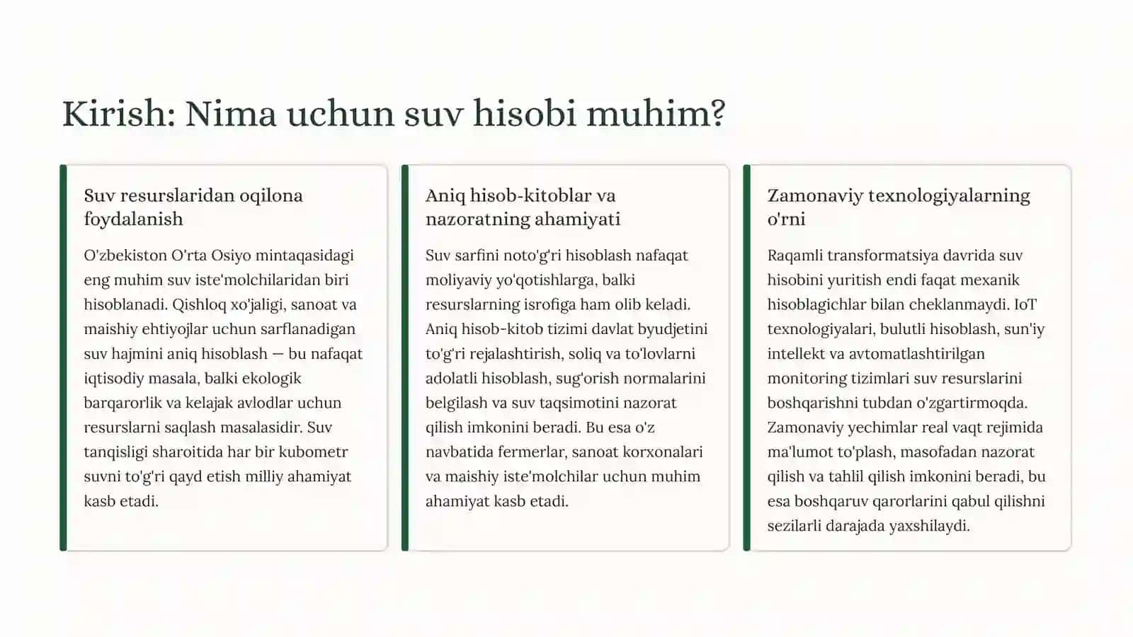 Suv hisobi va avtomatlashtrish usullari 2