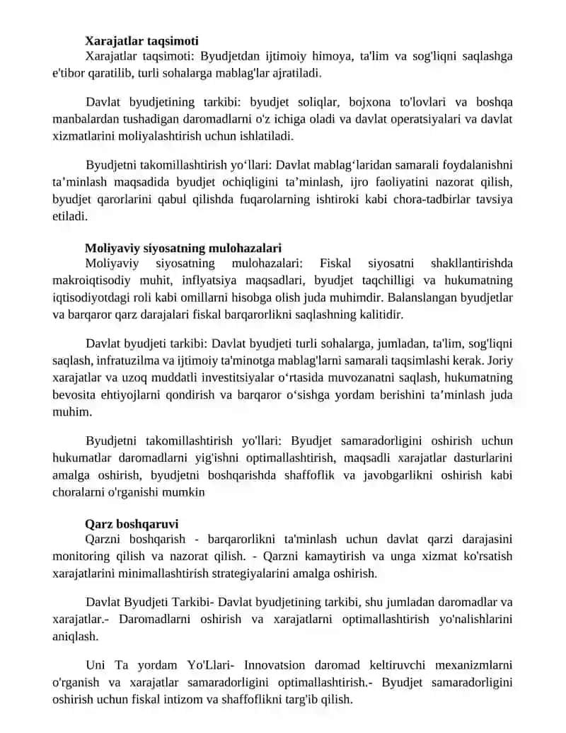 Davlat Byudjeti Tarkibi Va Uni Takomillashtirish Yo'Llari 2