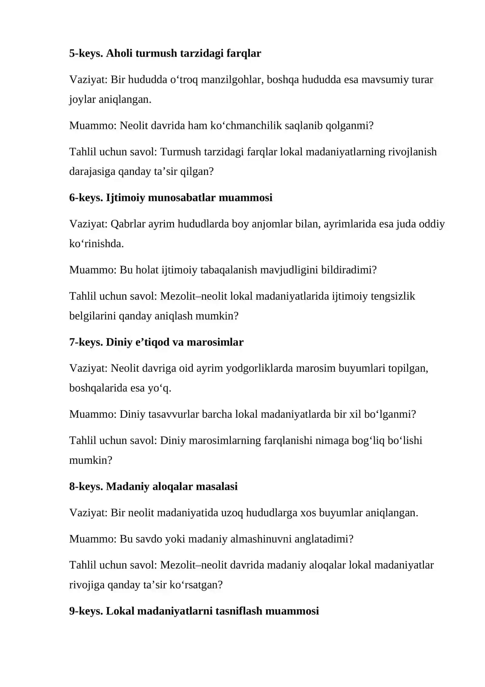 Mezolit - neolit davri lokal madaniyatlari 2