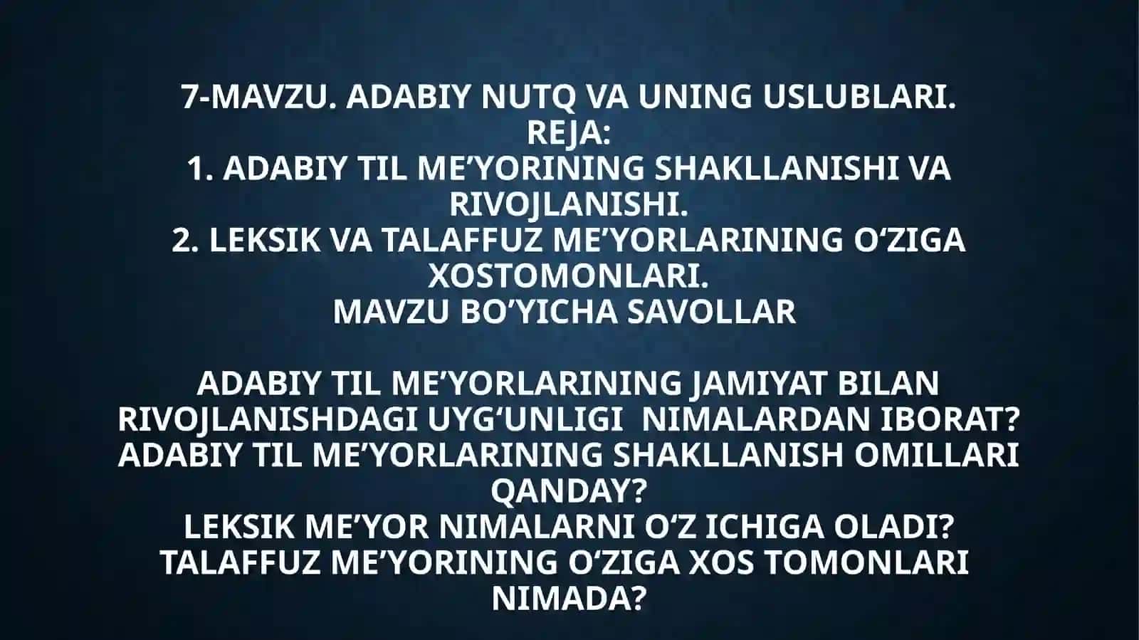 O’zbektilining sohada qo’llanilishi 2