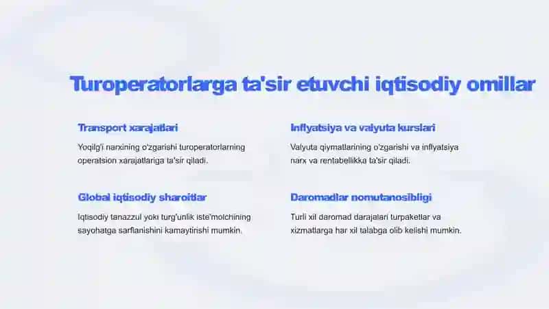 Turoperator va turagentliklarning rivojlanishiga tasir etuvchi omillar (2) 2