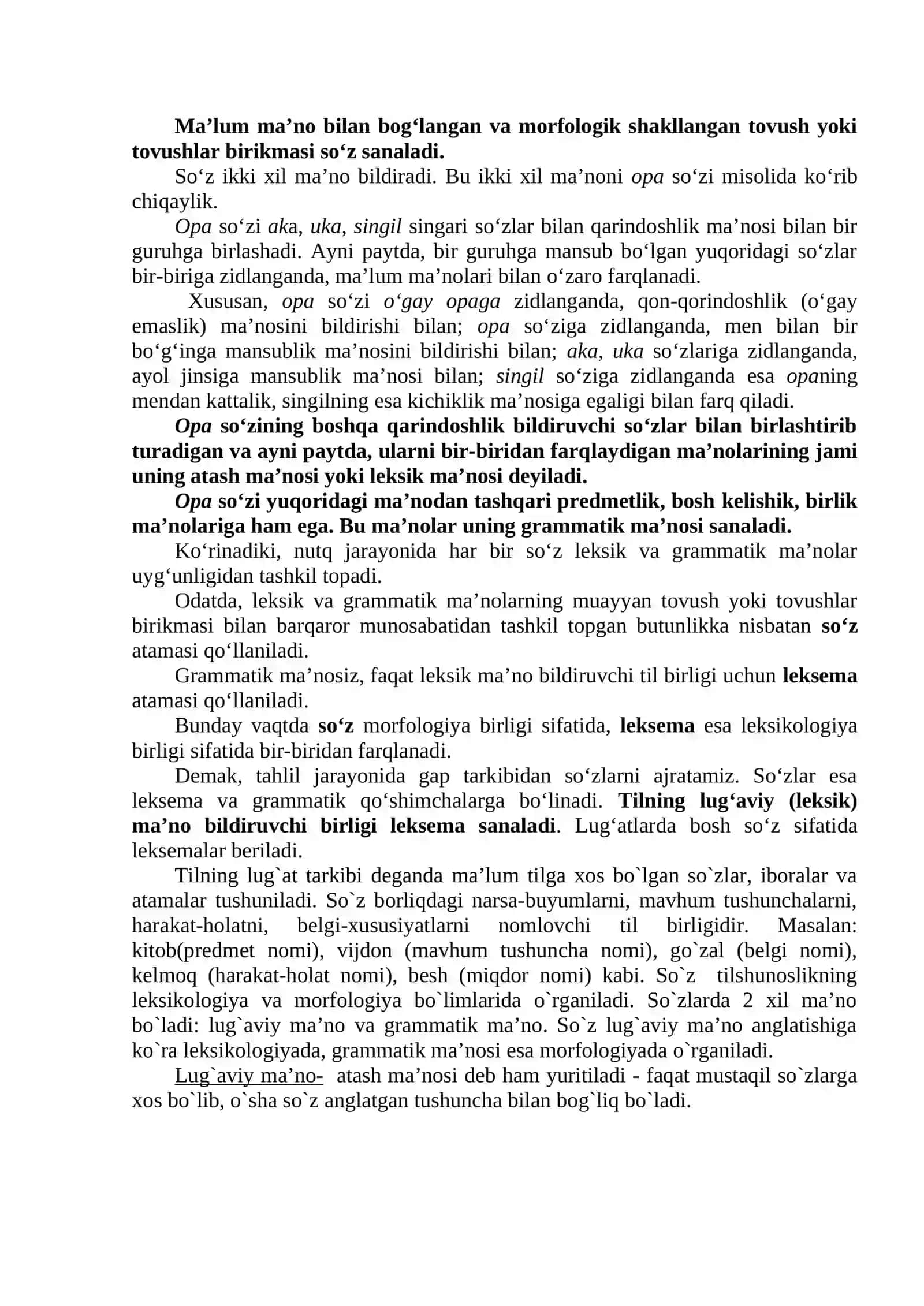 LEKSIKOLOGIYA. SO’Z VA LEKSEMA 2