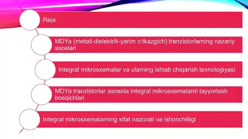 MDYa tranzistorlar asosidagi integral mikrosxemalarni tayyorlash. 2