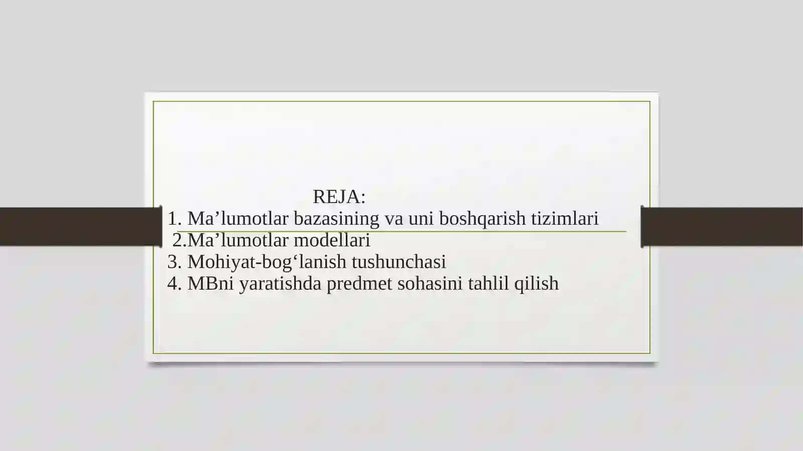 Ma’lumotlar Bazasiga Qayta Ishlov Berish 2
