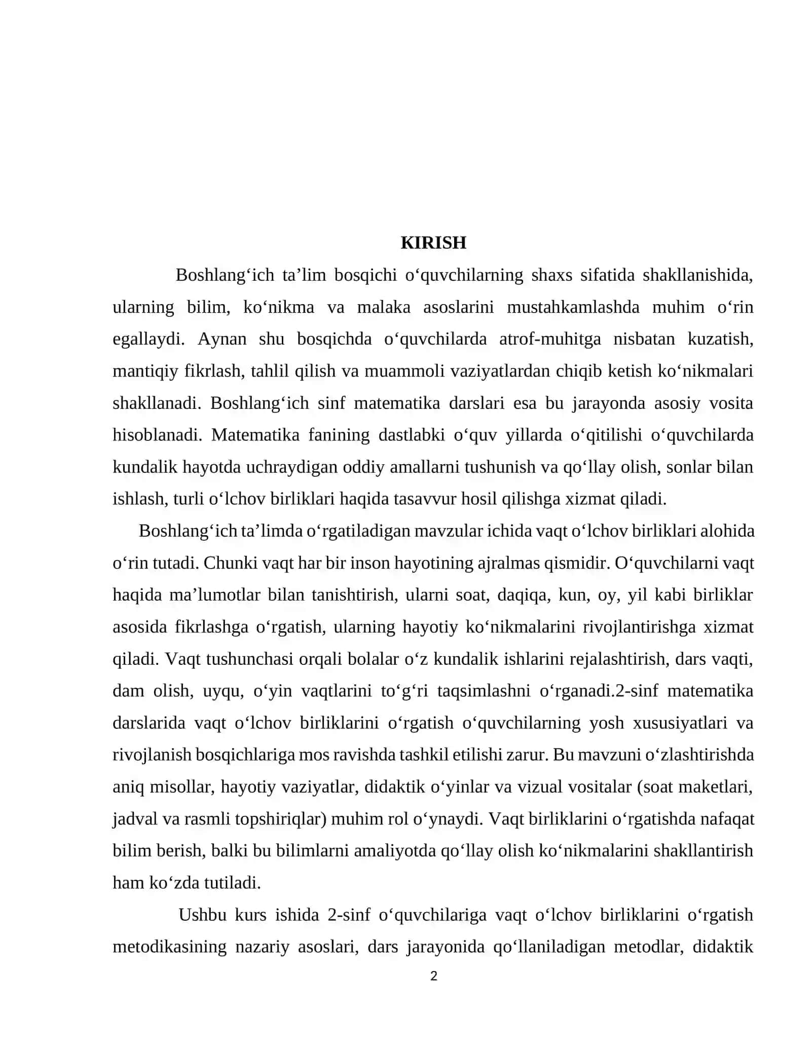 2-sinfda vaqt o‘lchov birliklarini o‘rgatish metodikasi 2